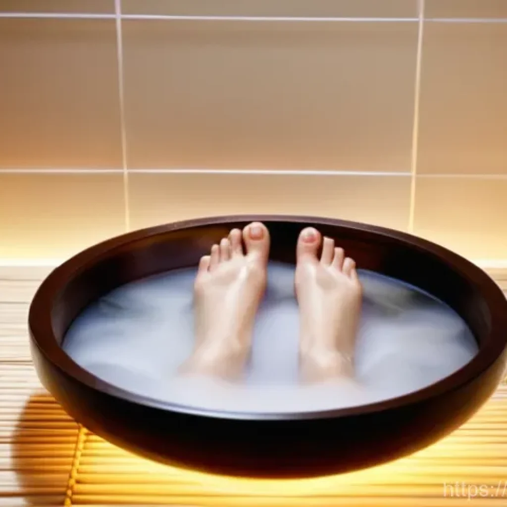 풋 마스크 효과적으로 사용하는 방법 - **Prompt: Relaxing Foot Bath Preparation**
"A cozy and serene indoor scene, featuring a Japanese...