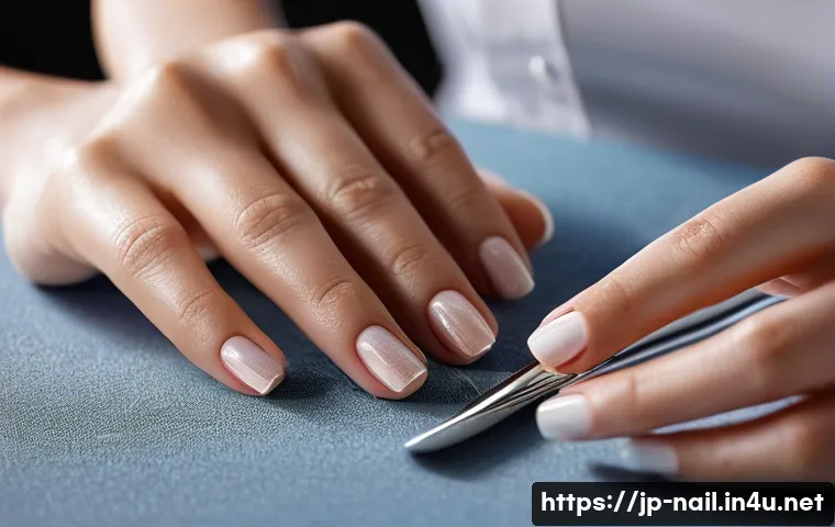젤 네일 유지력 높은 제품 추천 - **Gel Nail Preparation: The Foundation of Long-Lasting Nails**
    "A close-up shot of a woman's han...