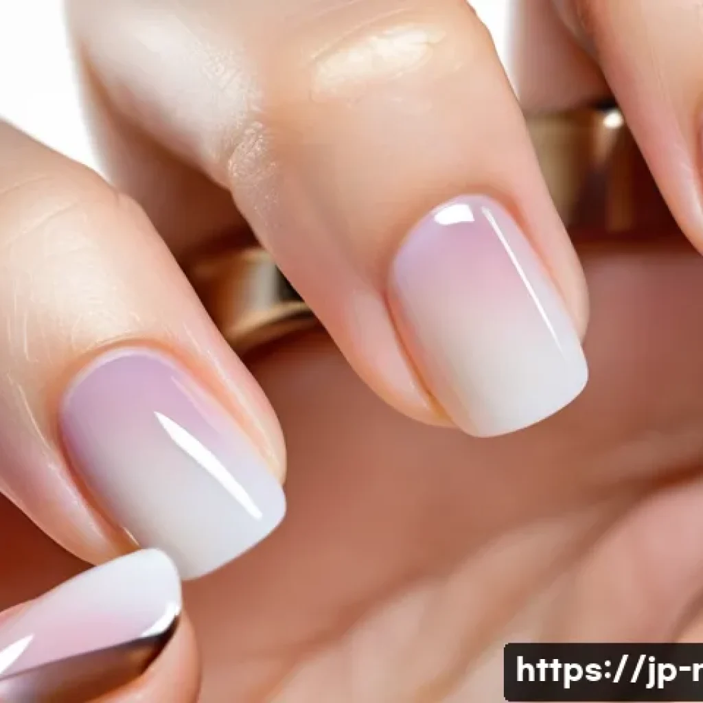 네일아트로 손톱길이 보정 방법 - A close-up, high-definition photograph of elegant, slender female hands with perfectly manicured nai...