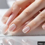 손톱 강화제와 영양제 차이 - A close-up, highly detailed image of well-maintained fingernails on a pair of hands applying a trans...